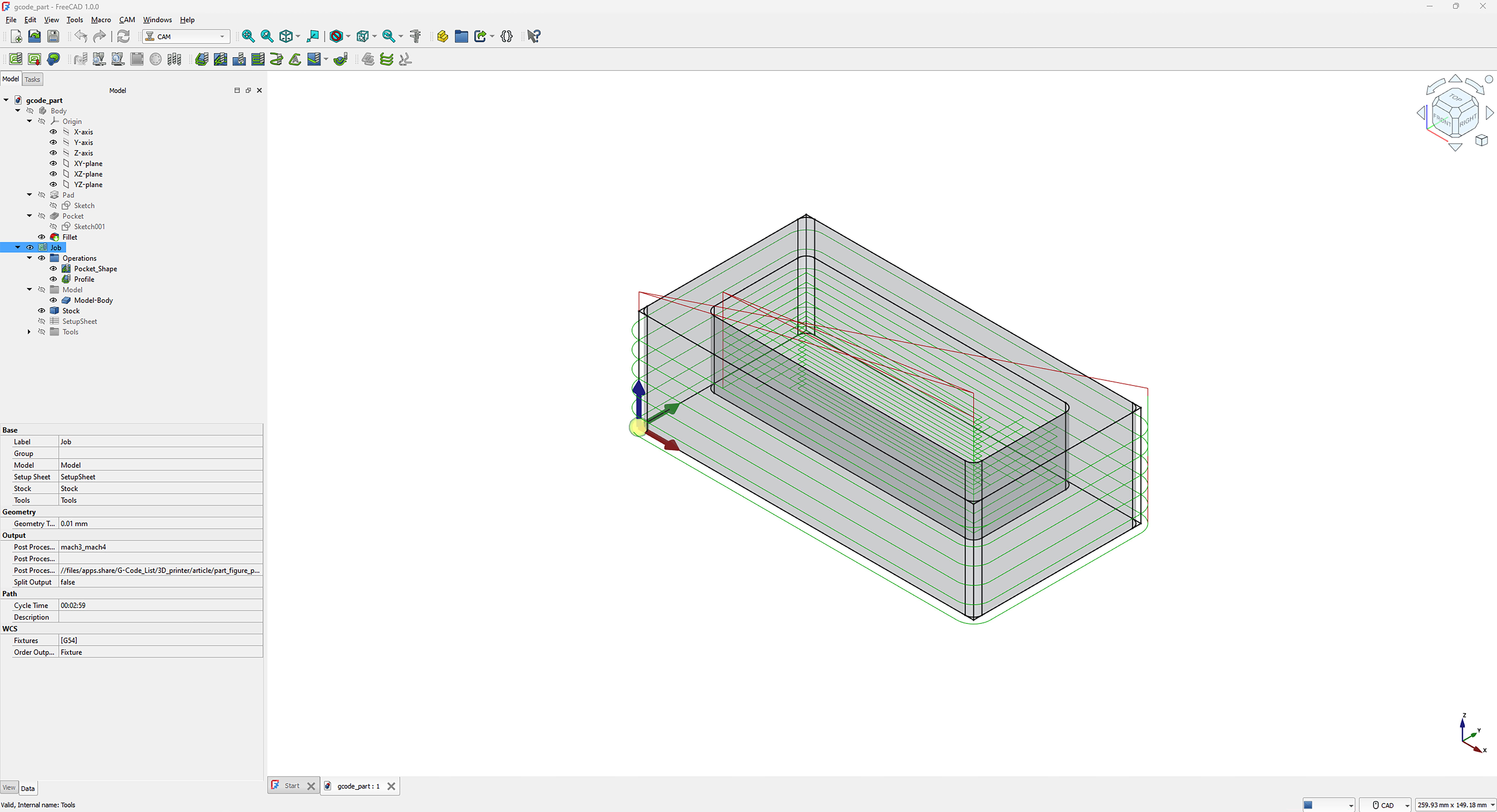 Figure 4: FreeCAD Drip Tray and Milling Profile