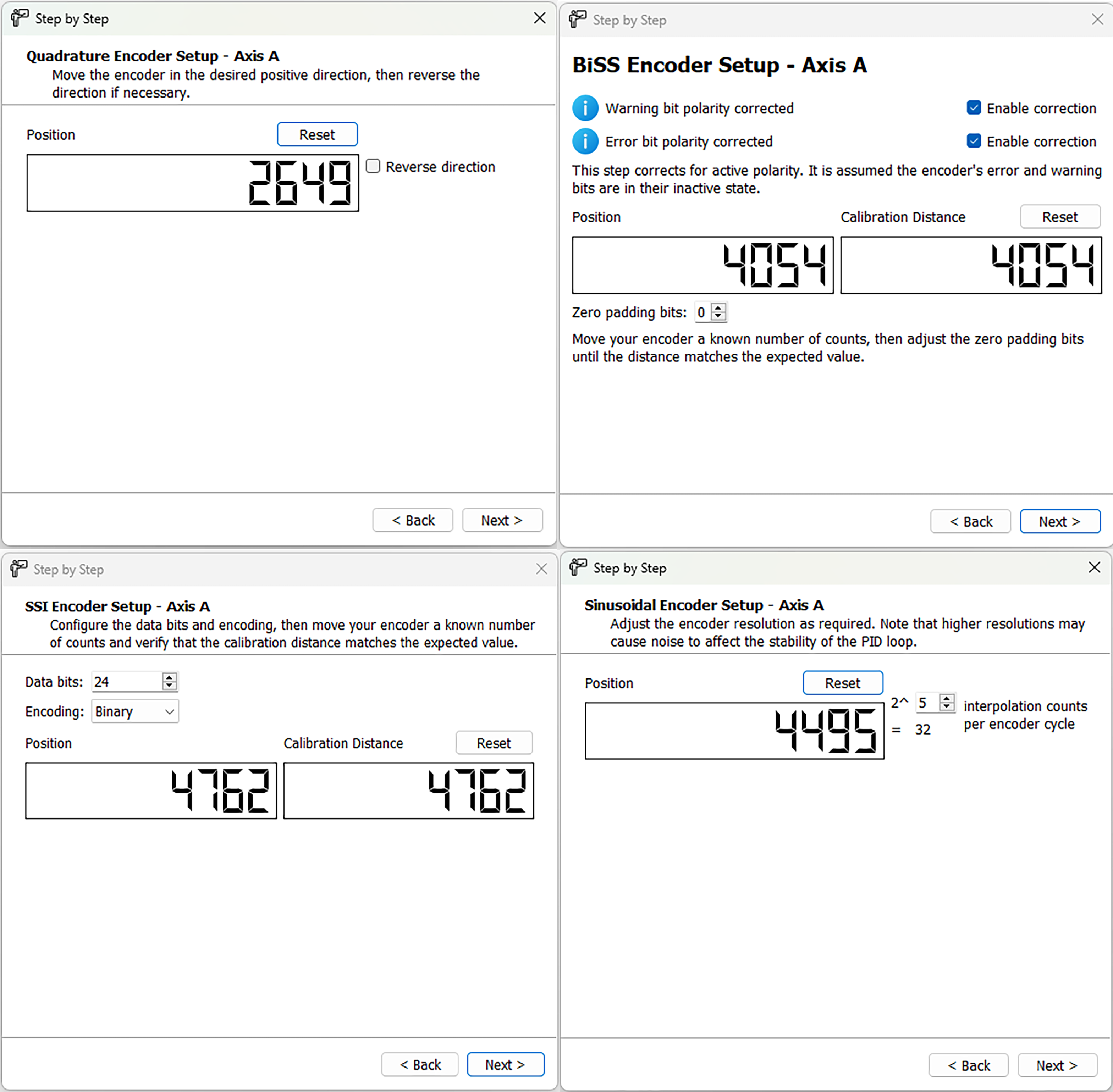 Figure 2: Encoder Setup Pages