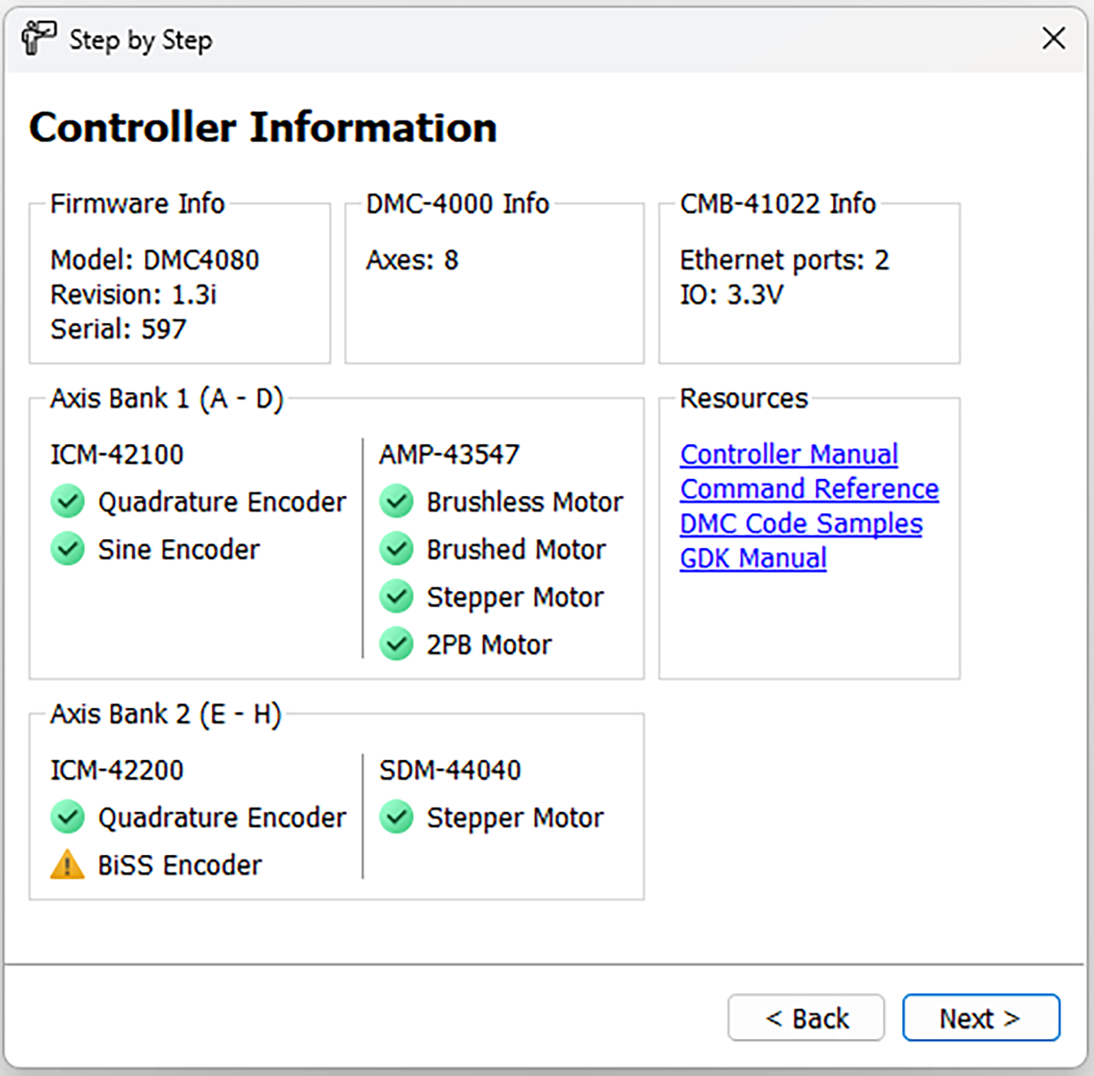 Figure 6: Controller Information Page